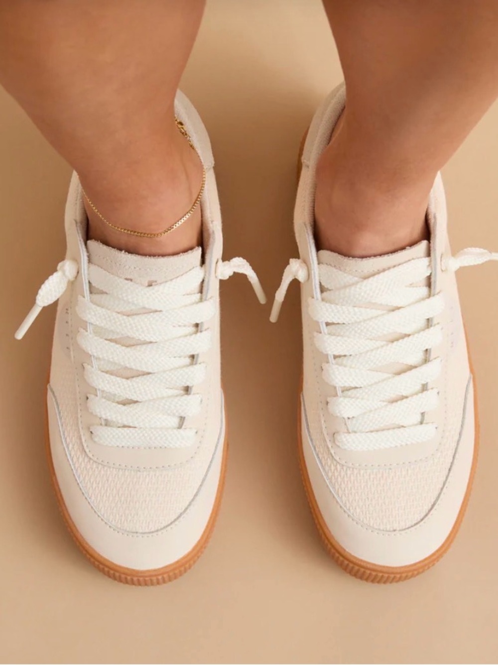NEW REEF Lay Day Seas Leather Sneakers VINTAGE WHITE CREAM GENUINE LEATHER SZ 9 - Picture 3 of 15